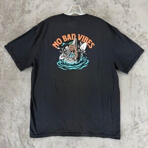 Cove T-Shirt Mens XL No Bad Vibes Shark Skeleton Graphic Black EUC